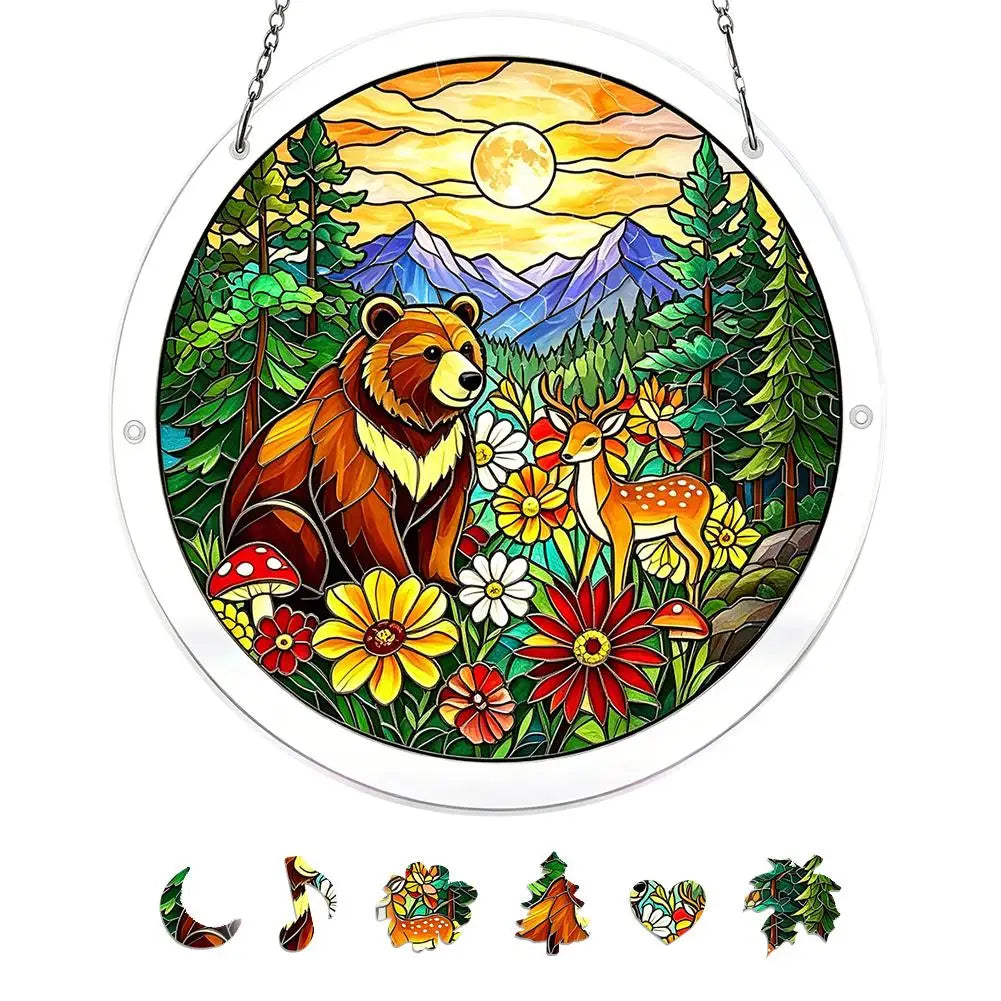Stained Glass Acrylic Hummingbird Suncatcher Window Hanging