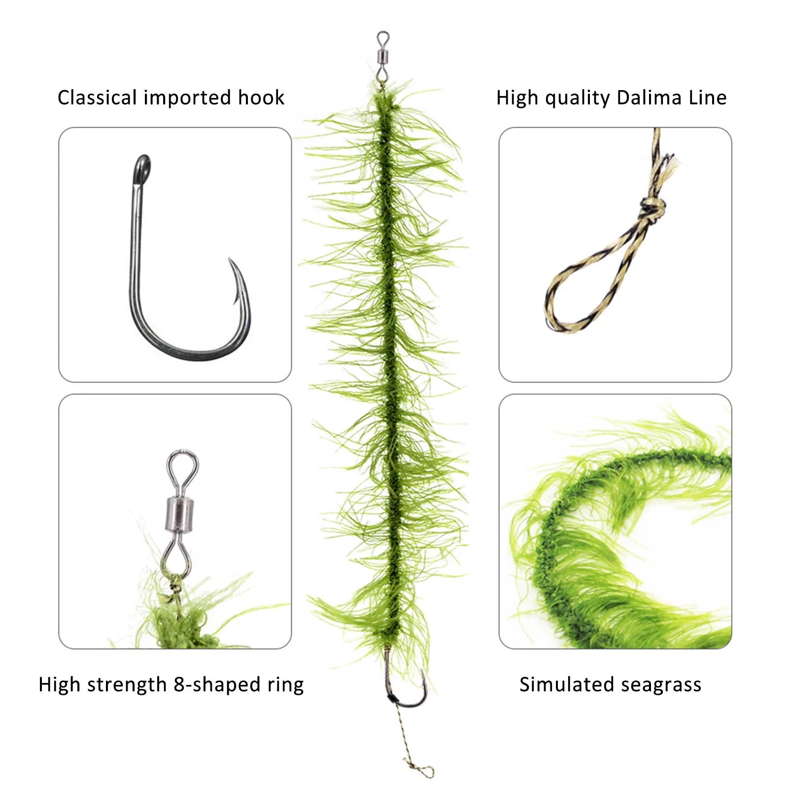 Grass Carp Fishing Baits Hook with Simulation Aquatic Plant Fishing Gear Accessories Suitable for Freshwater Saltwater Peaceful Pleasures Health and Wellness