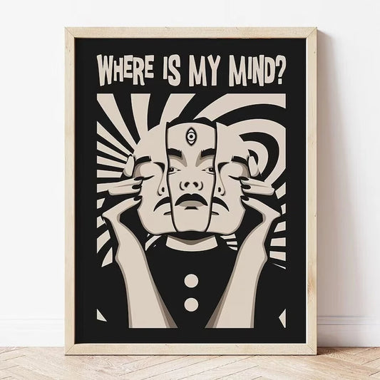 Psychedelic Pixies "Where Is My Mind" Canvas Wall Art Print Canvas Wall Art Peaceful Pleasures Health and Wellness G2957-1 50x70cm Black Frame