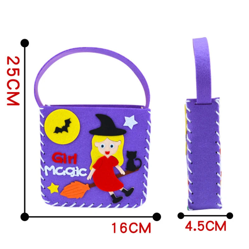Hand Sewn Halloween Trick Supports Tote Bags Kids DIY Crafts Kits
