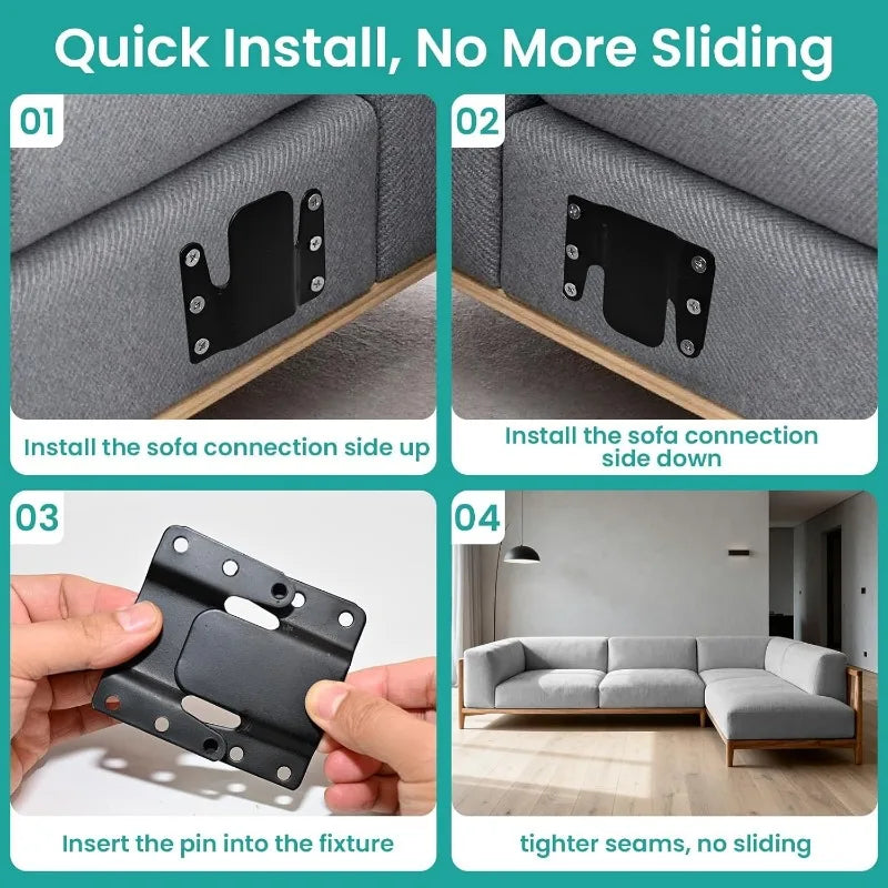 4/8Pcs Sectional Couch Connectors Metal Couch Clips Universal Sofa Connector Interlocking Bracket Furniture Connector Frame Hook Peaceful Pleasures Health and Wellness