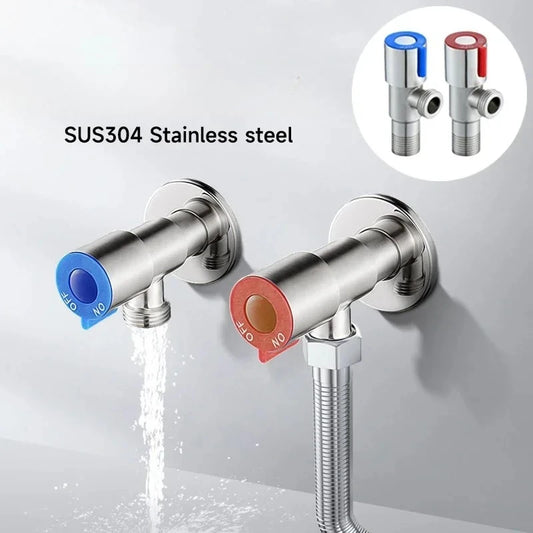 G1/2 Stainless Steel Hot Cold Inlet Valve Toilet Filling Angle Valves Sink Basin Water Heater Faucet for Bathroom Accessories Peaceful Pleasures Health and Wellness