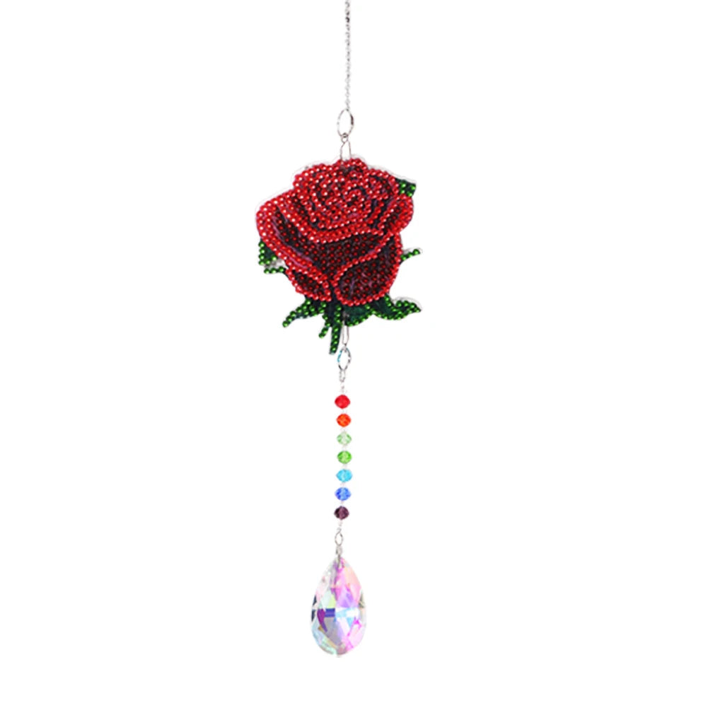 Diamond Mosaic DIY Light Catch Wind Chime Pendant Rhinestone Hanging Wall Ornament Rhinestone Picture Home Decoration Gifts Peaceful Pleasures Health and Wellness
