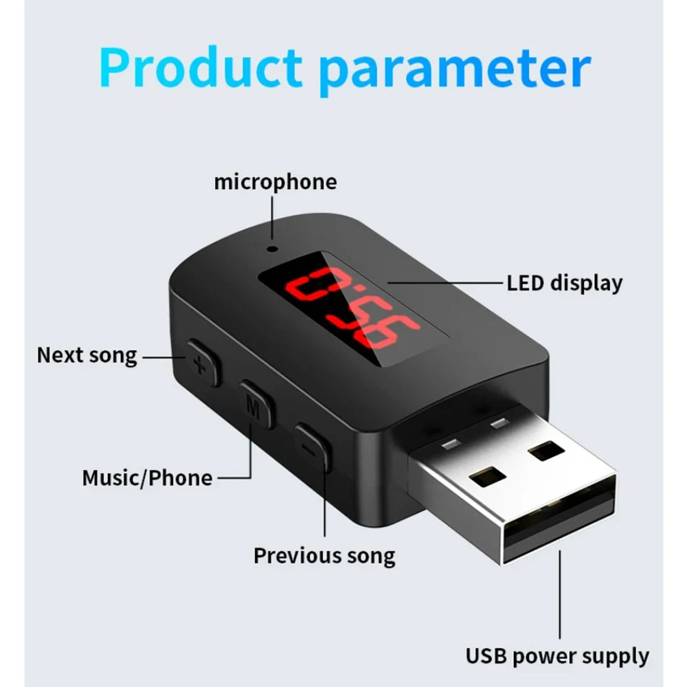 Bluetooth 5.4 FM Transmitter USB Car Kit | LED & Hands-Free