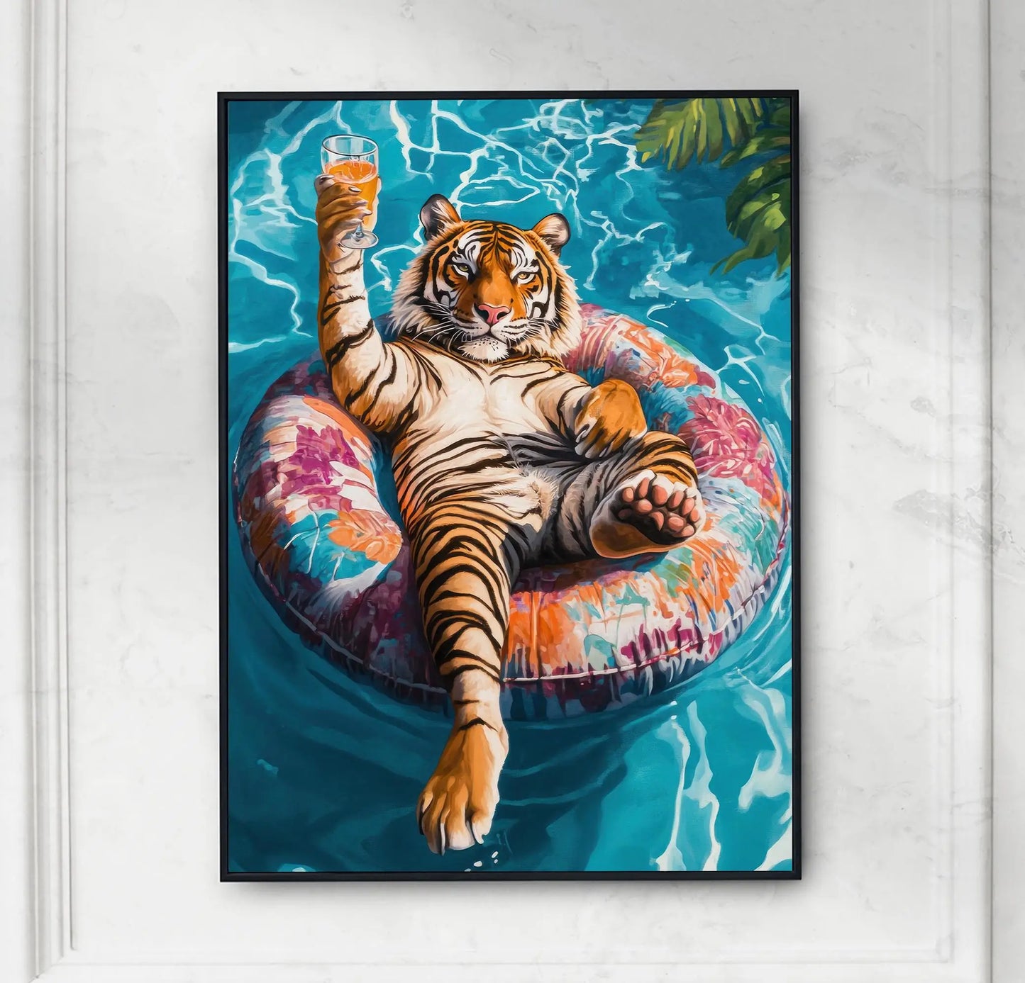 Funny Animals Swimming Pool Canvas Wall Art | Bathroom Decor