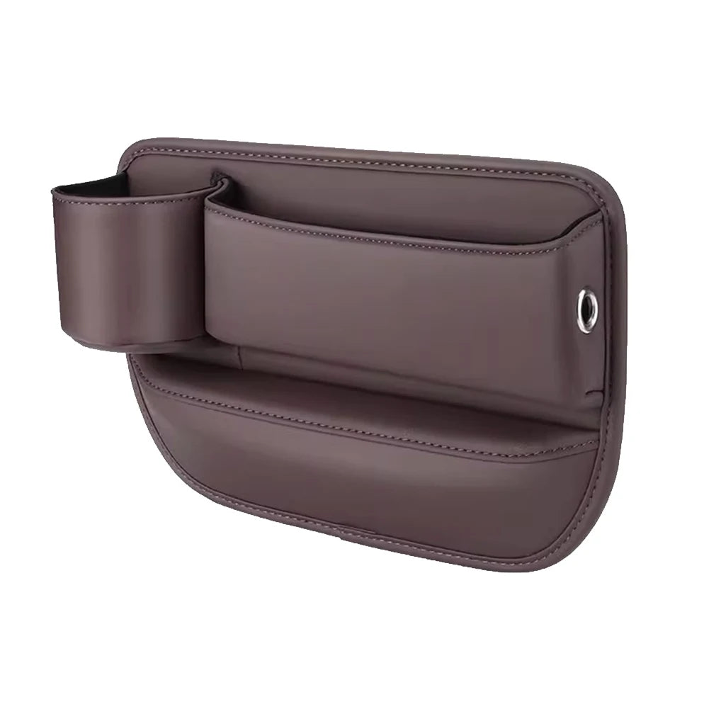 Leather Car Seat Organizer with Cup & Phone Holder Peaceful Pleasures Health and Wellness Driver Dark Brown United States