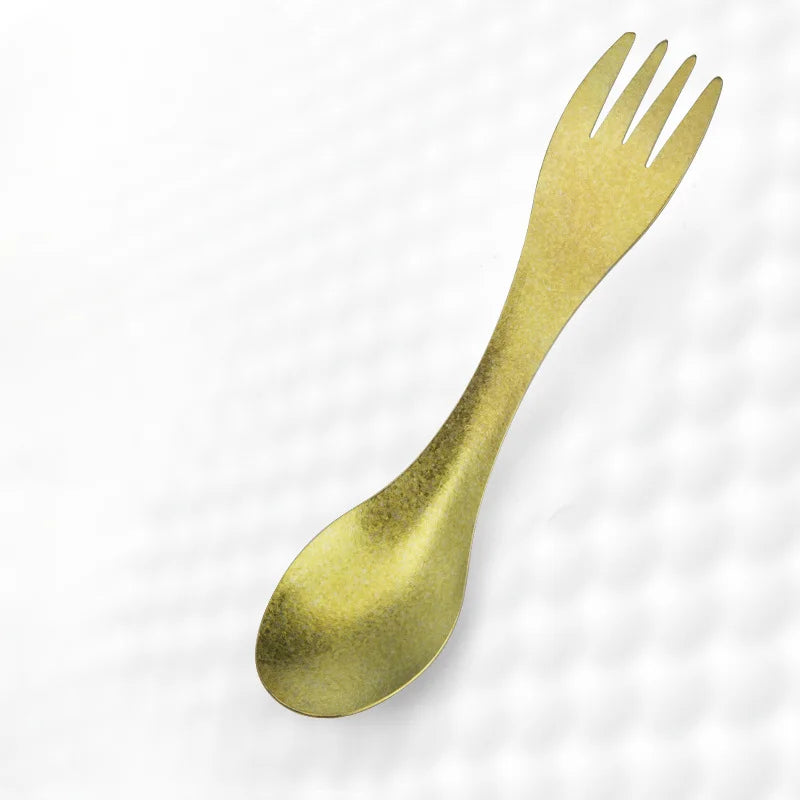 Pure Titanium Spork – Ultralight Camping Fork & Spoon Utensil Camping Spork Utensil Peaceful Pleasures Health and Wellness yellow