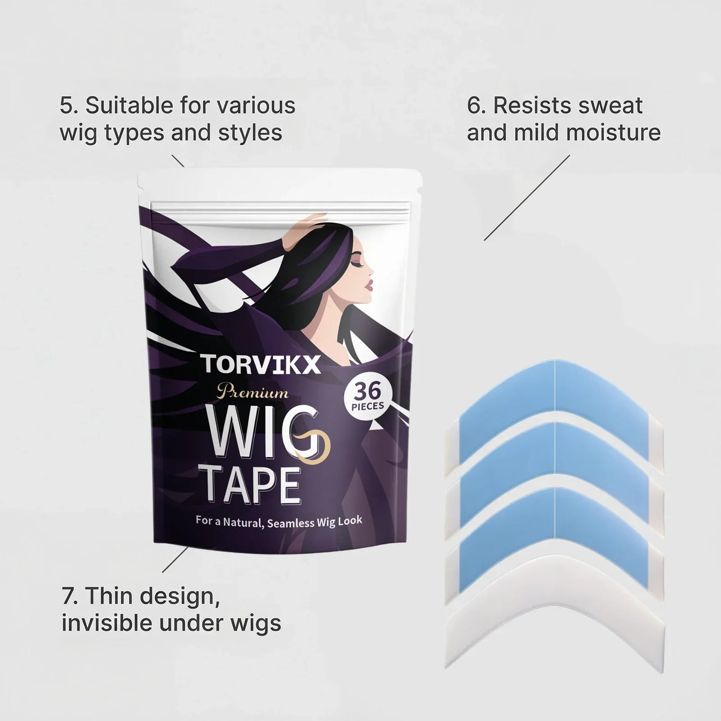 Invisible Strong Hold Wig Tape – 36 Pcs, No Residue
