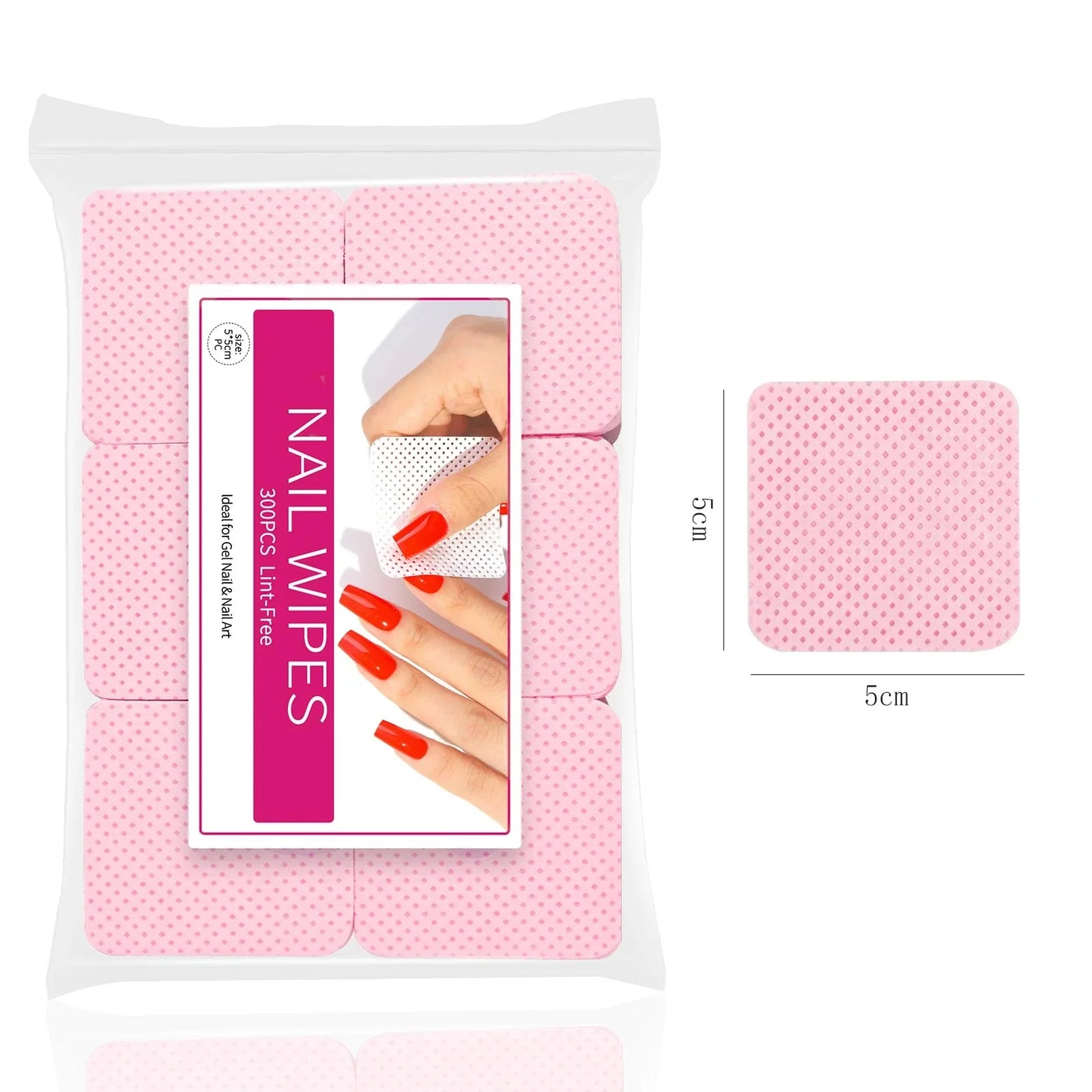 300pcs Cotton Gel Nail Polish Remover Wipes Nail Cleaning Pads Non Woven Lint-Free Nail Pads For Beauty Salon Nail Art Tool Peaceful Pleasures Health and Wellness Pink