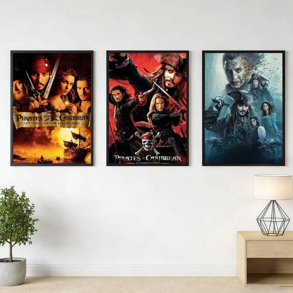 Pirates of the Caribbean Retro Canvas Wall Art Print | Unframed