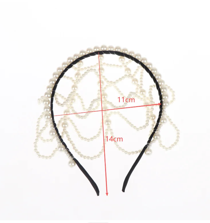 Vintage Pearl Headband – Layered Beaded Bridal Hair Hoop
