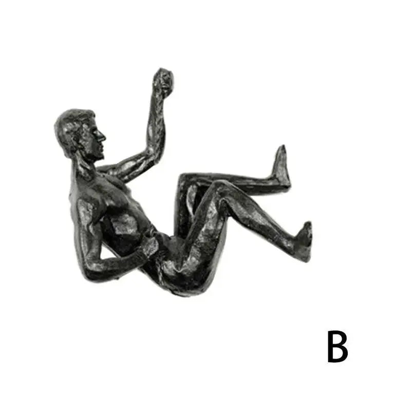 Athlete Rock Climbing Man Resin Background Wall Hanging Decoration Sculpture Statue Figures Present Decor Retro Peaceful Pleasures Health and Wellness B