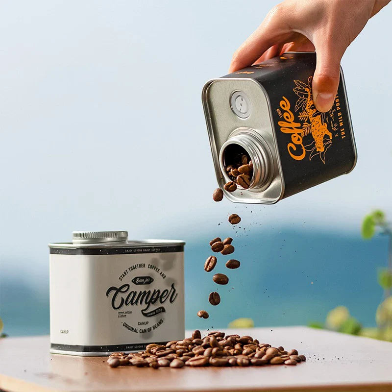 Airtight Iron Coffee Storage Container | Sealed Tinplate Box