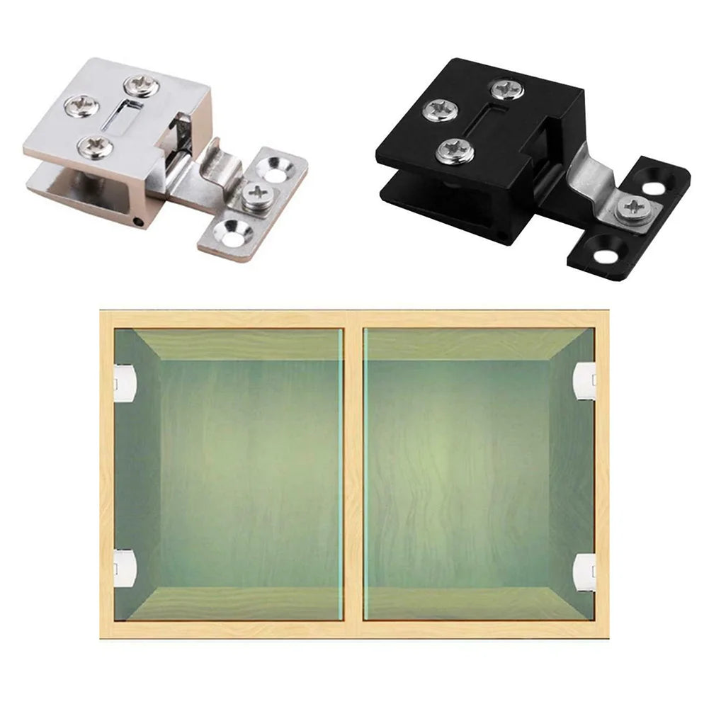 Glass Door Hinge Cupboard Display Cabinet Gate Clamp Punch-free Wine
