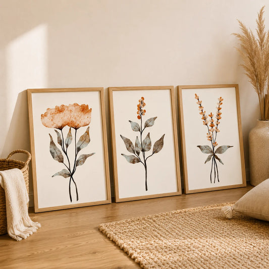 Boho Plant Wildflower Wall Art, Nordic Botanical Canvas Painting | Minimalist Poster for Living Room Bedroom Decor Peaceful Pleasures Health and Wellness
