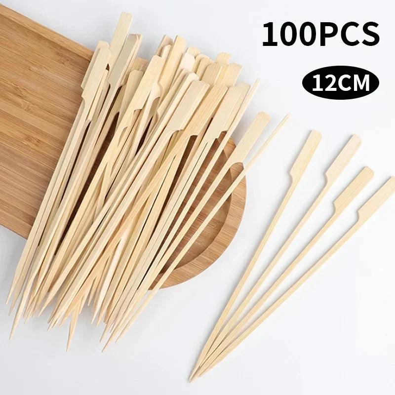 100 Bamboo Skewers – Paddle Picks for BBQ, Cocktails & Appetizers Bamboo Skewer Picks Peaceful Pleasures Health and Wellness 100pcs-12cm