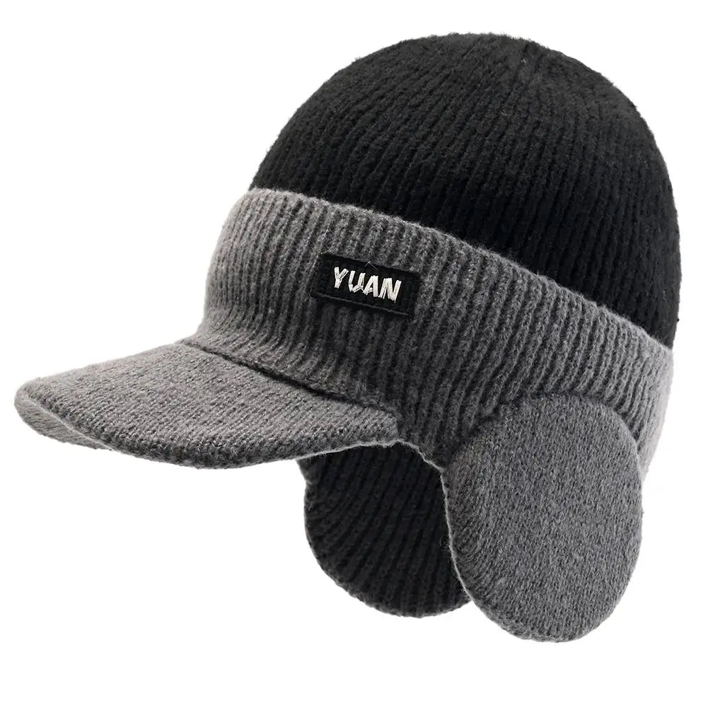 Men's Winter Knit Baseball Cap with Earflap Earmuffs Winter Earflap Cap Peaceful Pleasures Health and Wellness Black