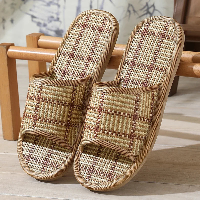 Women's Woven Rattan Flat Sandals | Bohemian Home Slippers