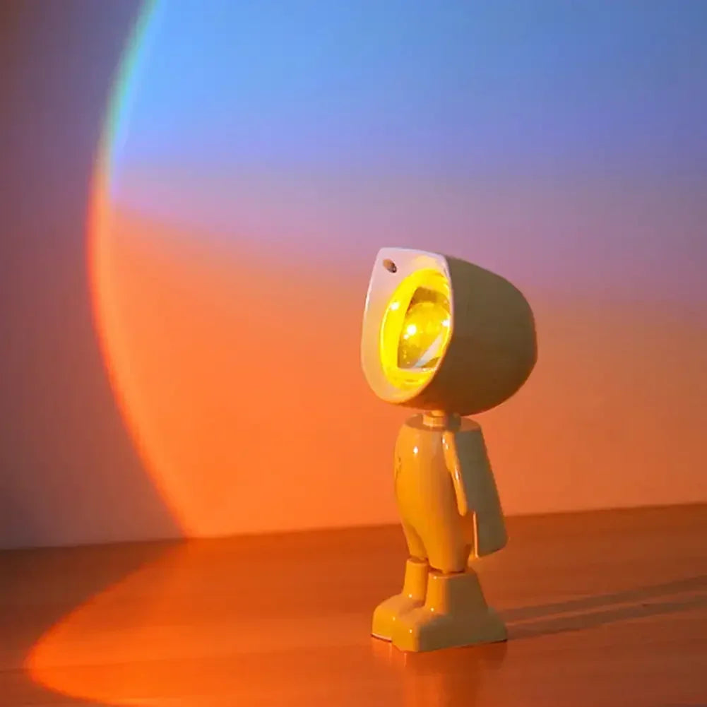 Rechargeable Astronaut Robot Rainbow Projection Sun Lamp Table Night Light Sunset Lamp Infinite Dimming Bedroom Atmosphere Light Peaceful Pleasures Health and Wellness