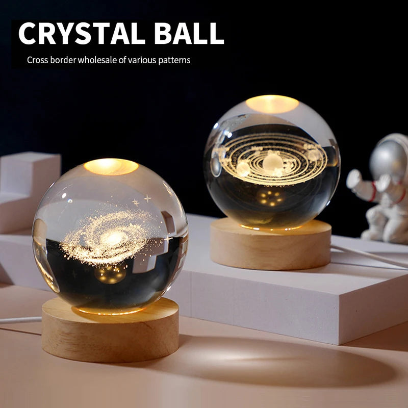 LED Night Light Milky Way Galaxy Solar System Crystal Ball Children Night Lamp Bedroom Ambient Light Creative Gift Night Light Peaceful Pleasures Health and Wellness