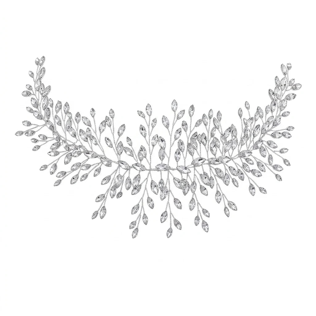 Rhinestone Hairband Alloy Base with Crystal Design for Wedding and Stage Performance Peaceful Pleasures Health and Wellness Silver