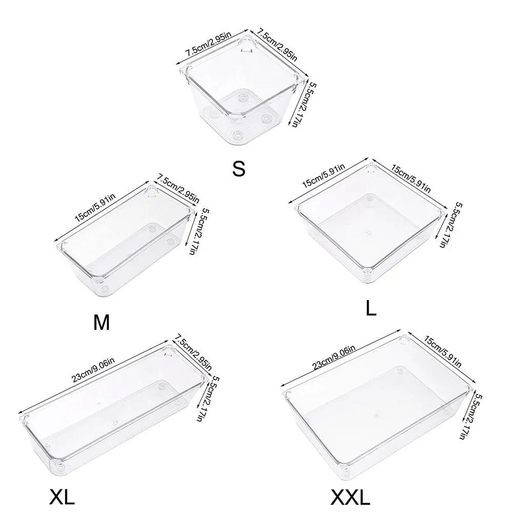 Durable S/M/L/XL/XXL Desktop Storage Box Transparent Sundries Sorting Storage Organizer Drawer Plastic Cosmetics Organizer Boxes Peaceful Pleasures Health and Wellness