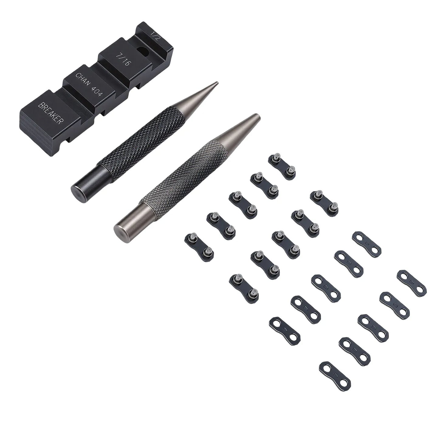 Portable Chainsaw Breaker Kit Chain Anvil and Punch Tool 10 Link Repair Preset Straps Compatible with 1/4 3/8 Inch 325 404 Pitch Peaceful Pleasures Health and Wellness