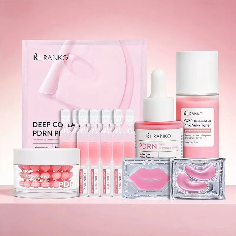 PDRN Pink Korean Skincare Set – Collagen Cream, Serum & Masks