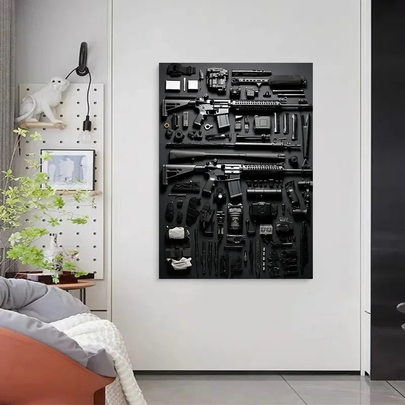 M4A1 Rifle Canvas Wall Art | Modern Weapon Poster Room Decor