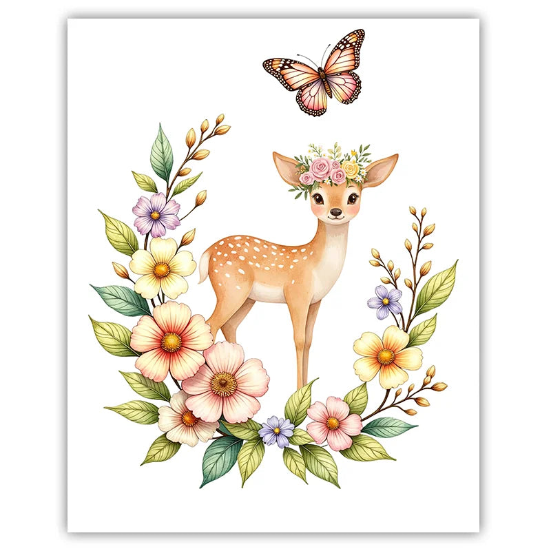 Custom Name Nursery Canvas Wall Art – Animals & Wildflowers Personalized Canvas Print Peaceful Pleasures Health and Wellness 02 50x70cm NoFrame China Mainland