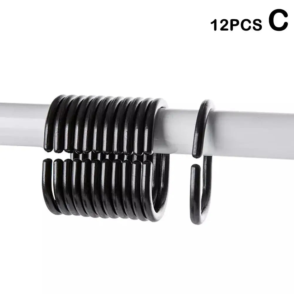 12PCS Plastic Shower Curtain Hooks for Easy Replacement Peaceful Pleasures Health and Wellness black