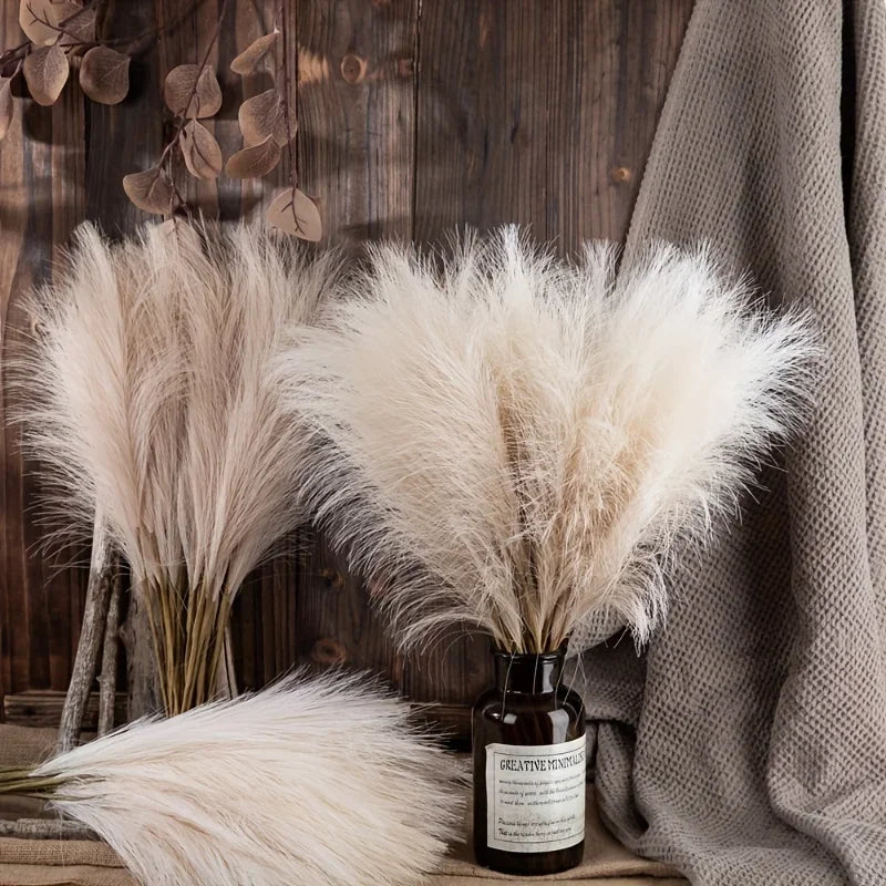 10-Pack Faux Pampas Grass Stems | Boho Farmhouse Vase Decor