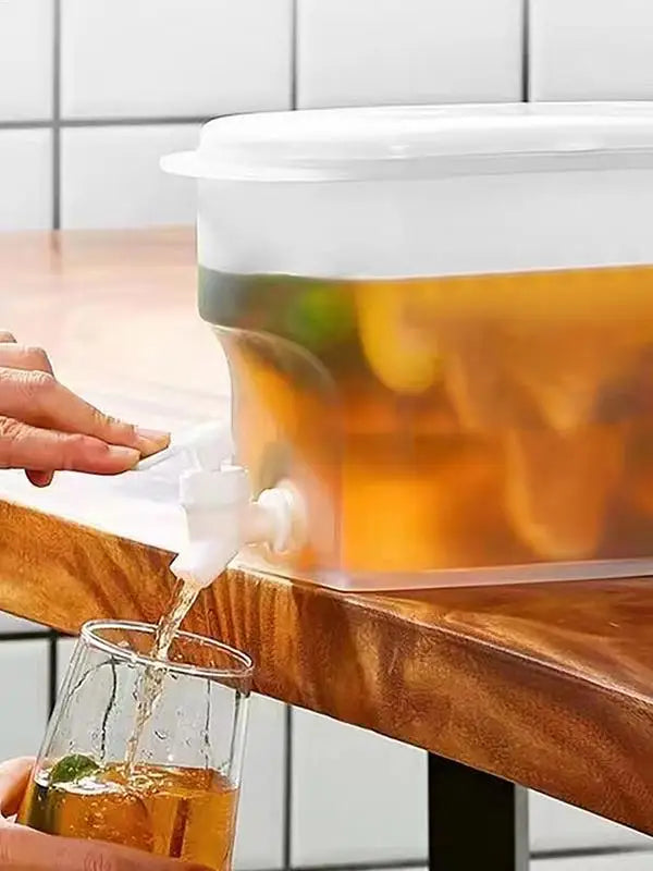Large Capacity Cold Water Pitcher Fridge Chilled Drink Dispenser Fruit Teapot with Faucet Lemonade Bucket Home cold brew pot Peaceful Pleasures Health and Wellness