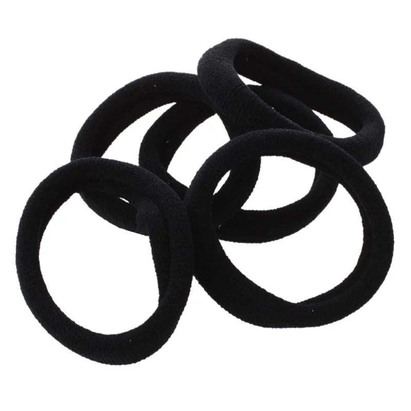 A36T-15 Pcs Black Stretchy Band Hair Tie Ponytail Holders Peaceful Pleasures Health and Wellness