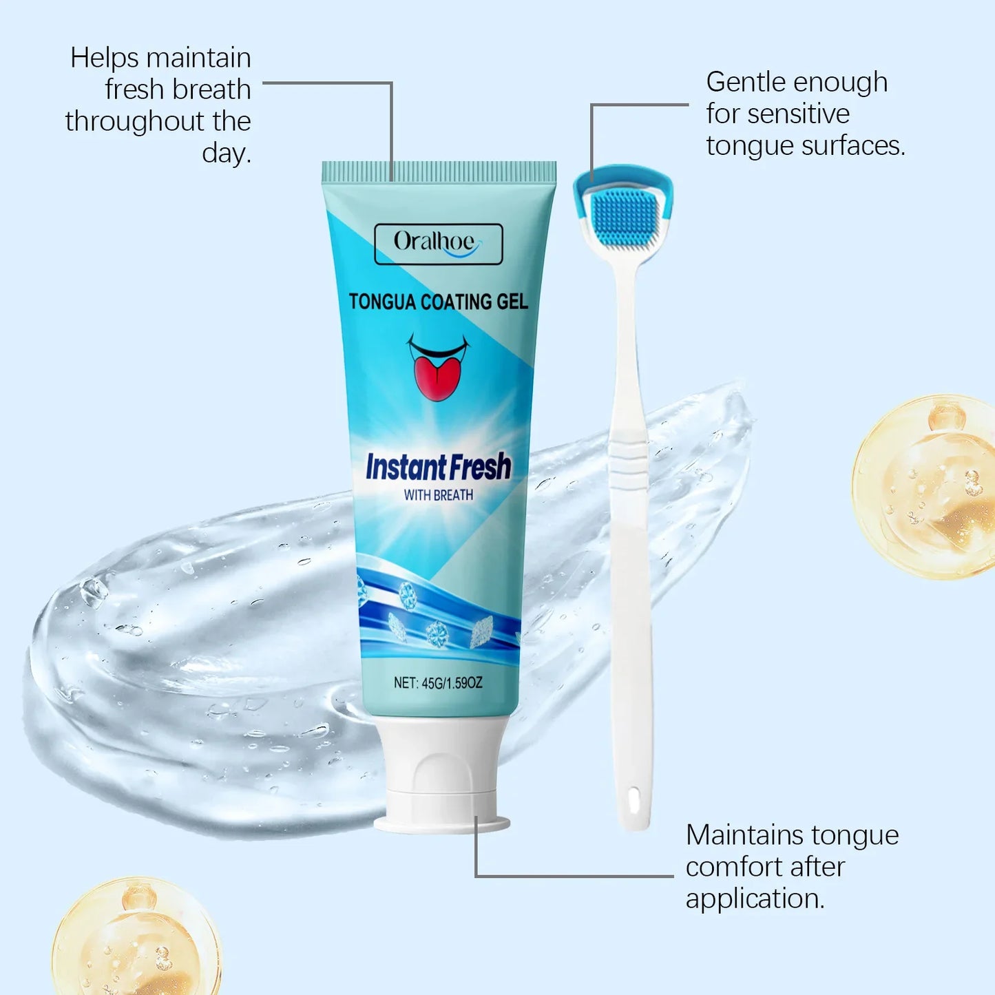 ORALHOE Tongue Cleaning Gel – Fresh Breath Oral Care 45g
