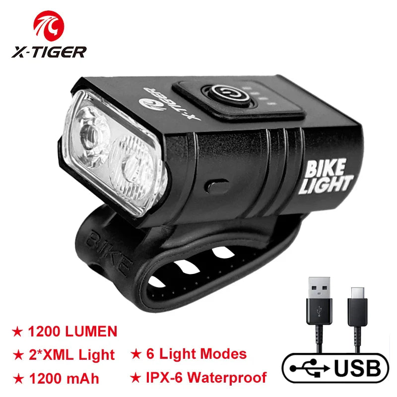 X-TIGER 1200LM USB Rechargeable Bike Headlight | IPX6