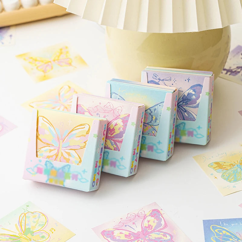 Hand Drawn Butterfly Sticky Notes Pink Origami Handmade Non-sticky