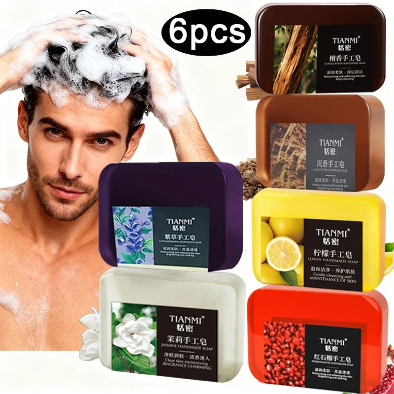 6-Piece Handmade Soap Set – Lemon, Jasmine & Floral Scents