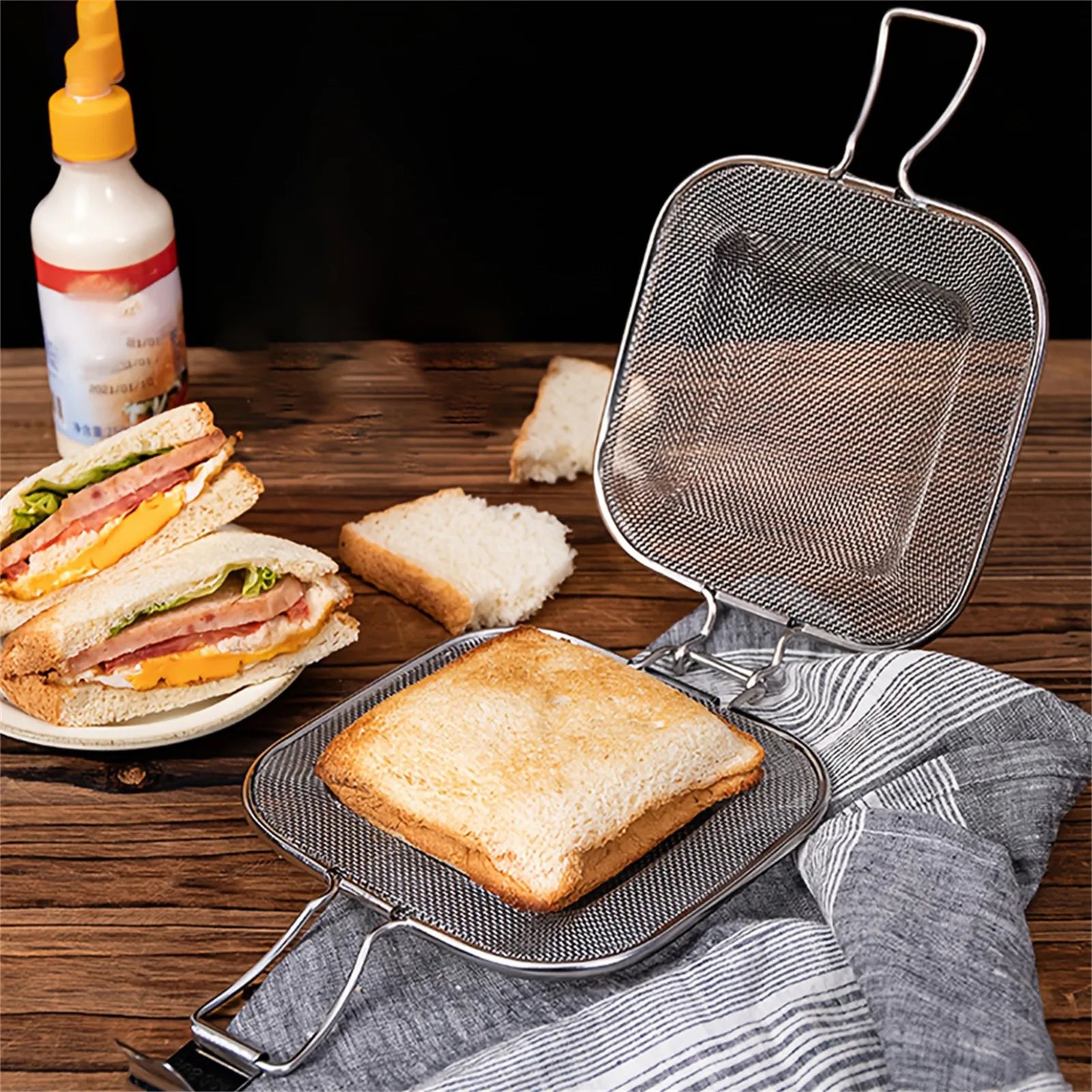 Practical Kitchen Tools Stainless Steel 304 Baking Rack Bread Sandwich Raster Cooling Rack Sandwich Mold Oven Sandwich Clip New Peaceful Pleasures Health and Wellness