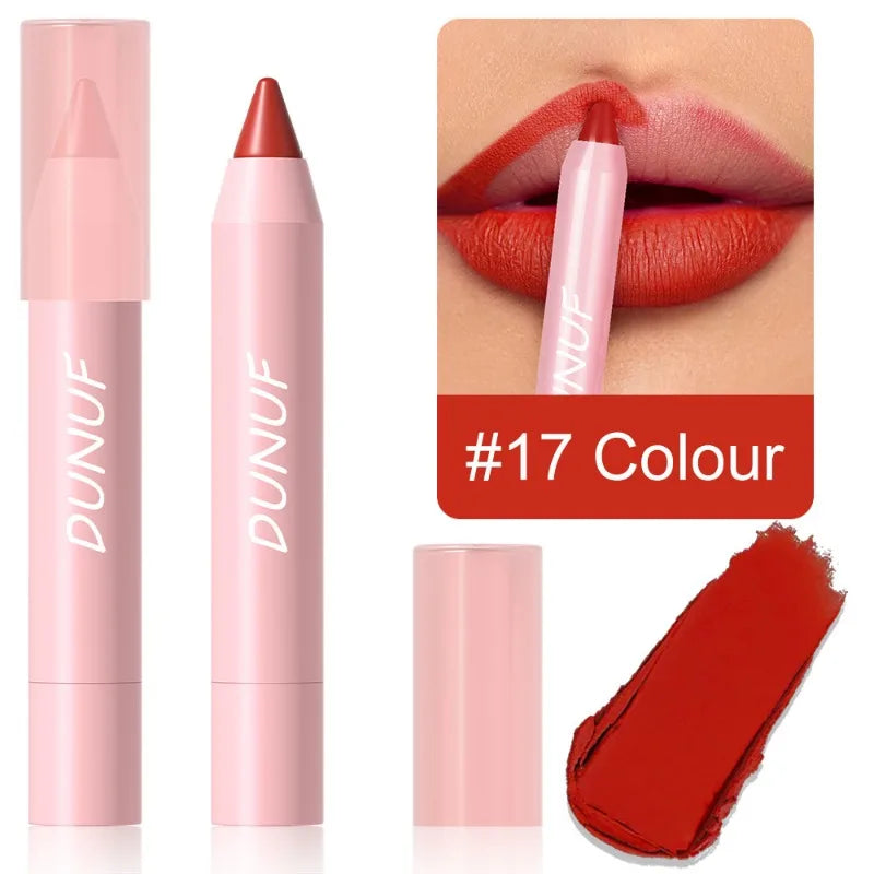 18-Color Matte Velvet Lip Liner Pencil | Waterproof Long-Lasting