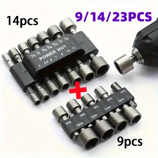 Hex Nut Driver Socket Set 9/14pc CRV Steel – 5mm to 13mm Peaceful Pleasures Health and Wellness