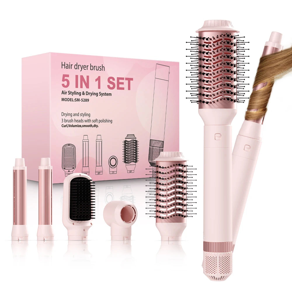 Hair dryer brush detachable 5-in-1 styling and drying system, fast drying, curl smoothing and styling, automatic curling iron Peaceful Pleasures Health and Wellness