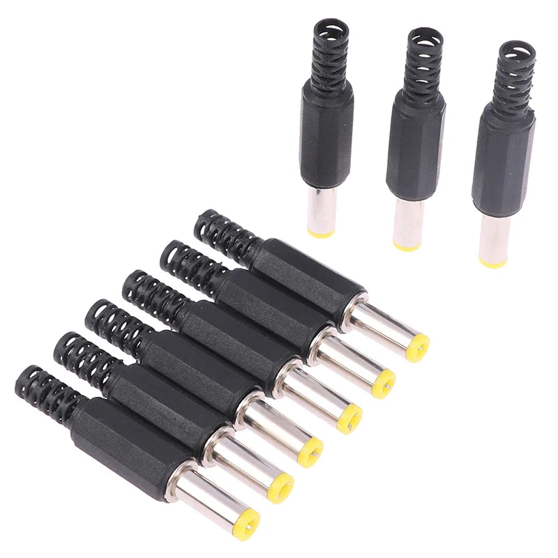 10Pcs DC Power Male Plug 5.5*2.1*14mm Adapter Connector Plug Welded DC Head Power Plug Welded DC Head DIY Accessories Peaceful Pleasures Health and Wellness Black