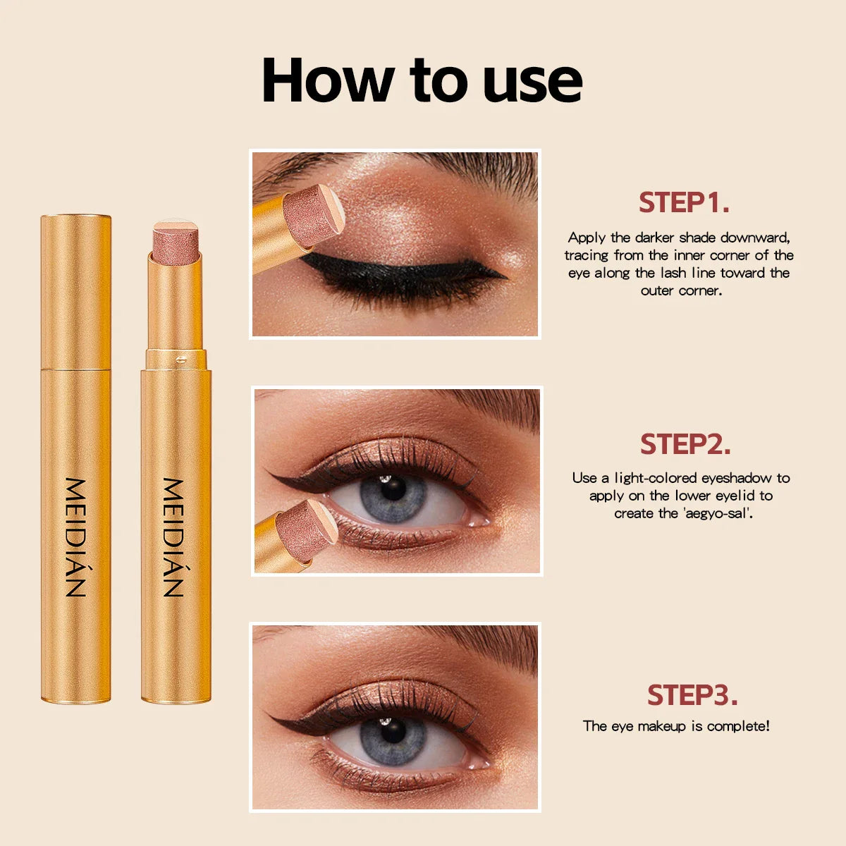 3-Color Waterproof Eye Shadow Stick – Easy Beginner Eyeshadow