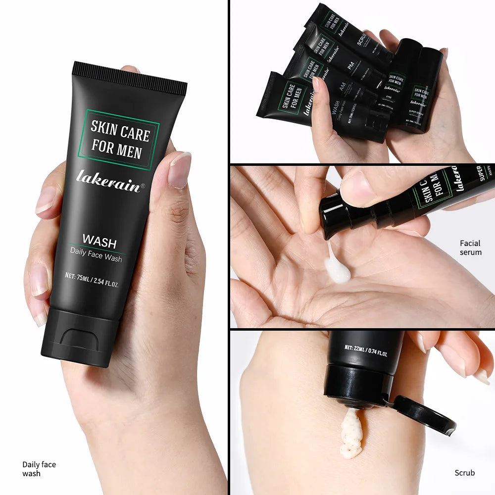 Men's 3-in-1 Skin Care Kit: Face Wash, Moisturizer & Eye Cream