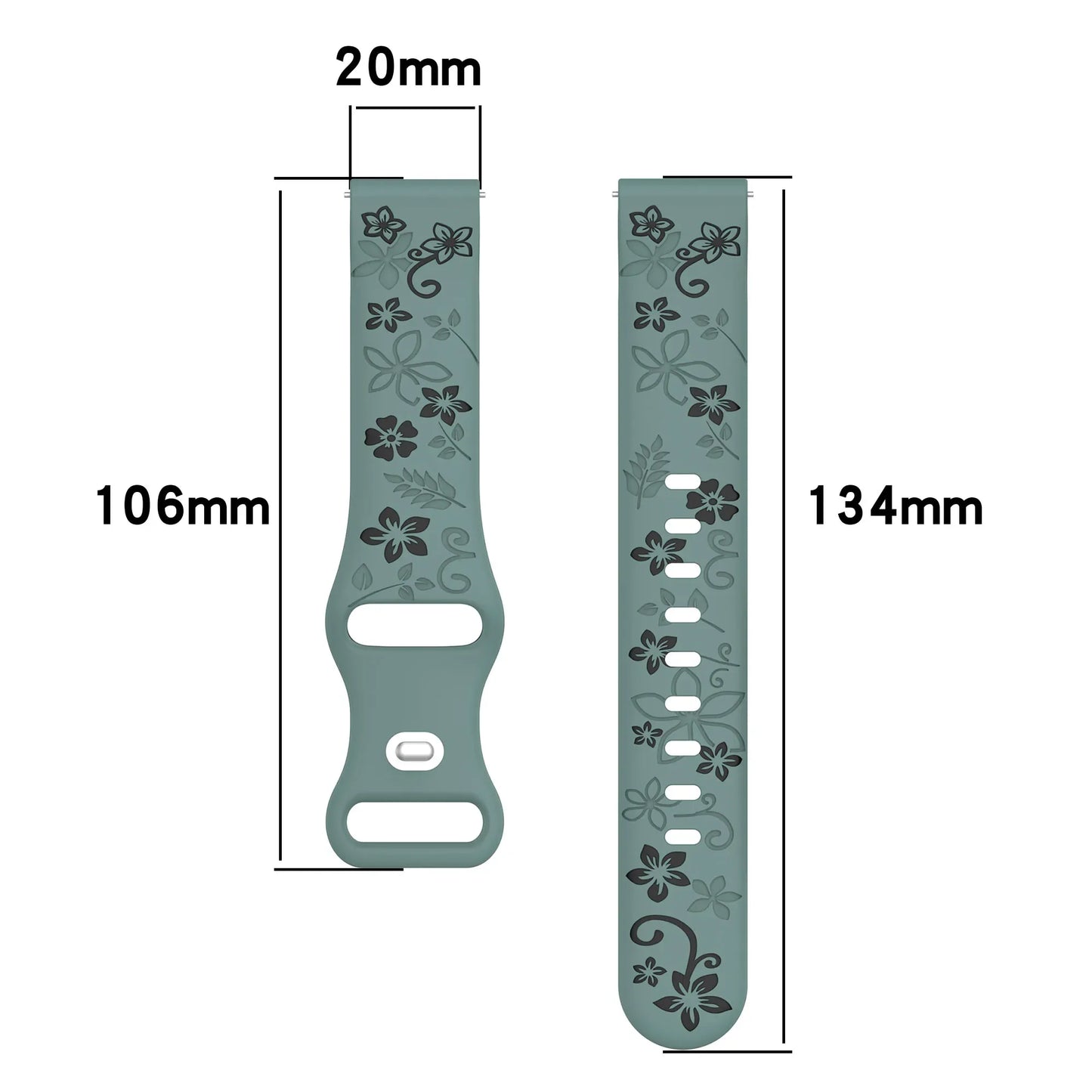 18mm 20mm Engraved Silicone Band for Garmin Vivoactive & Venu Peaceful Pleasures Health and Wellness
