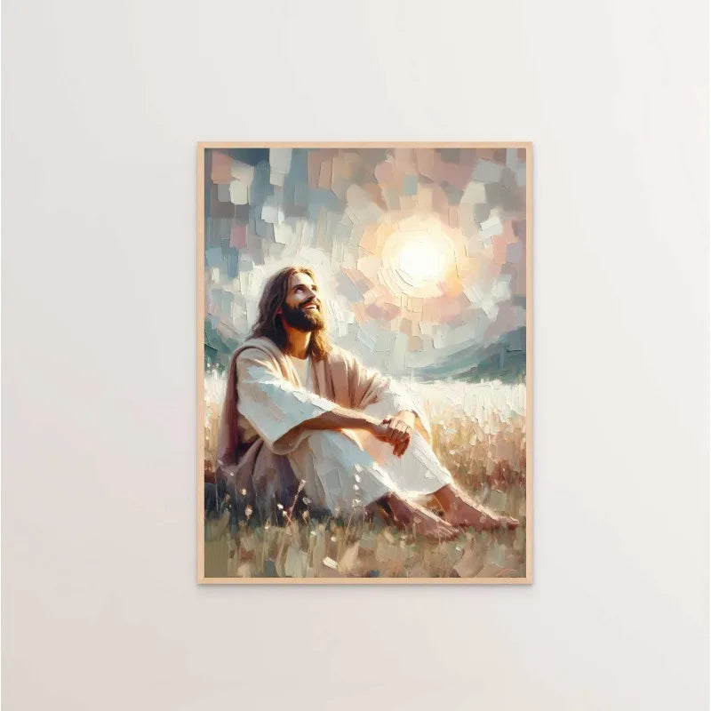 (1pc frameless)Modern Christian Believer Poster Jesus Praying Shepherd Bible Verse Easter Canvas Painting Wall Art for Kids R Peaceful Pleasures Health and Wellness