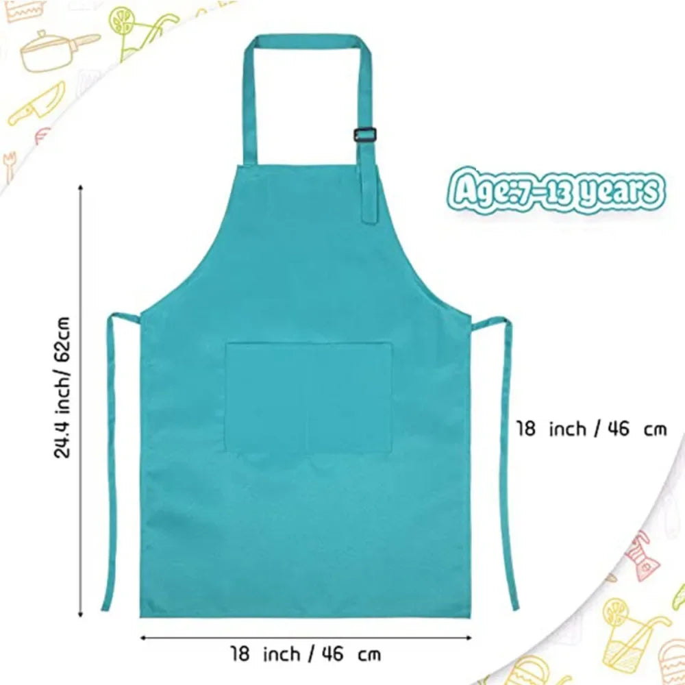 Children Chef Apron Front Pocket Bib Boys Girls Apron Kitchen Craft Kid Apron Painting Cooking Baby Pinafore Sets Children apron Peaceful Pleasures Health and Wellness