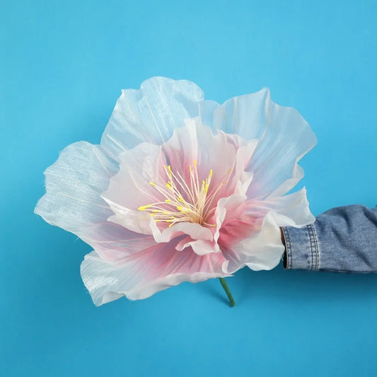 Large Artificial Peach Blossom Flower Head 30/40/50cm Gauze Artificial Flower Decor Oasis Select Pink-40CM