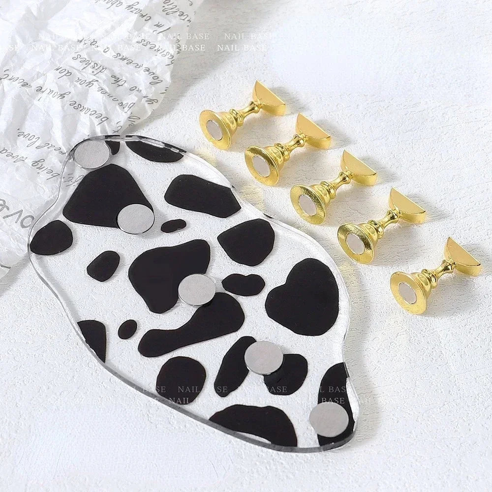 Small Cow Holder, 1pcs Nail Art Practice Stand, Magnetic Tips, UV Gel Polish Color Chart Peaceful Pleasures Health and Wellness